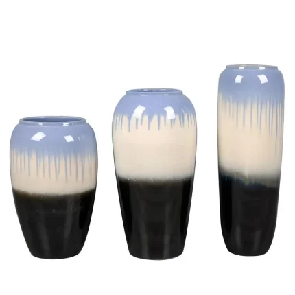 Jingdezhen Simple Modern Countryside Style Large Black Yellow Ceramic Vase For Garden